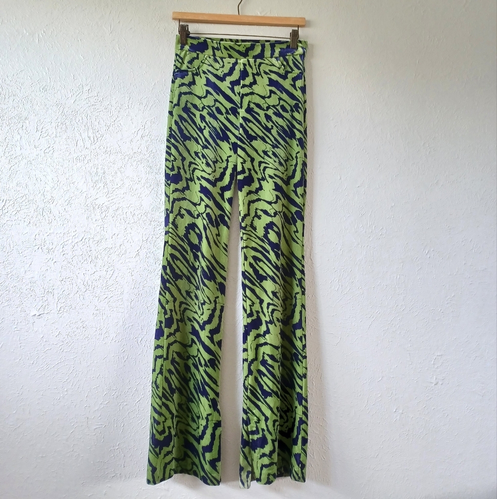 ZARA High Waist Print Velvet Pants